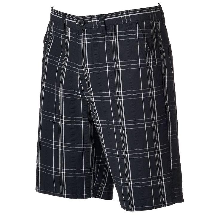 Men's Apt. 9&reg; Flat-front Patterned Shorts, Size: 31, Black