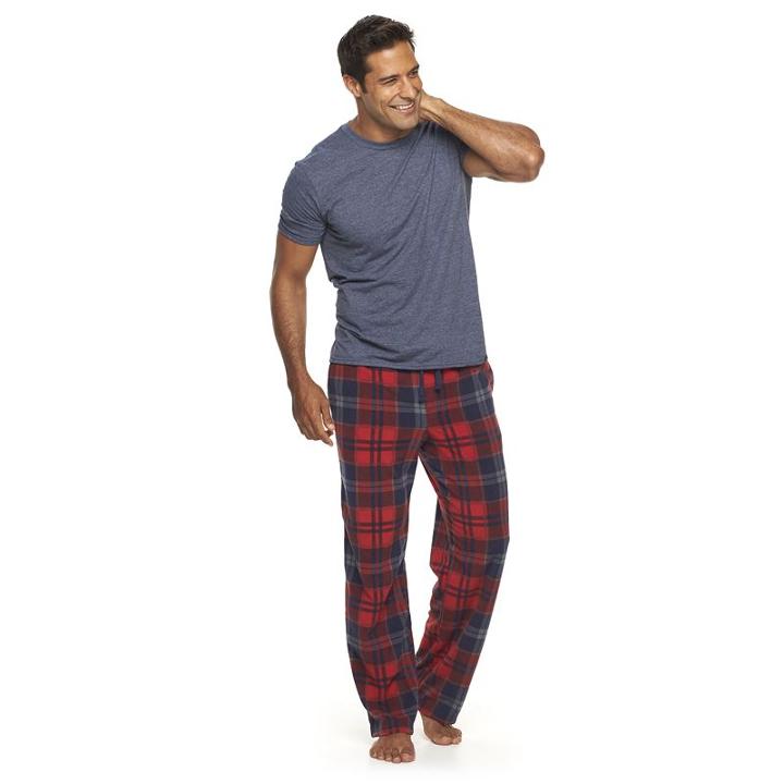 Men's Croft & Barrow&reg; Patterned Microfleece Lounge Pants, Size: Medium, Med Red