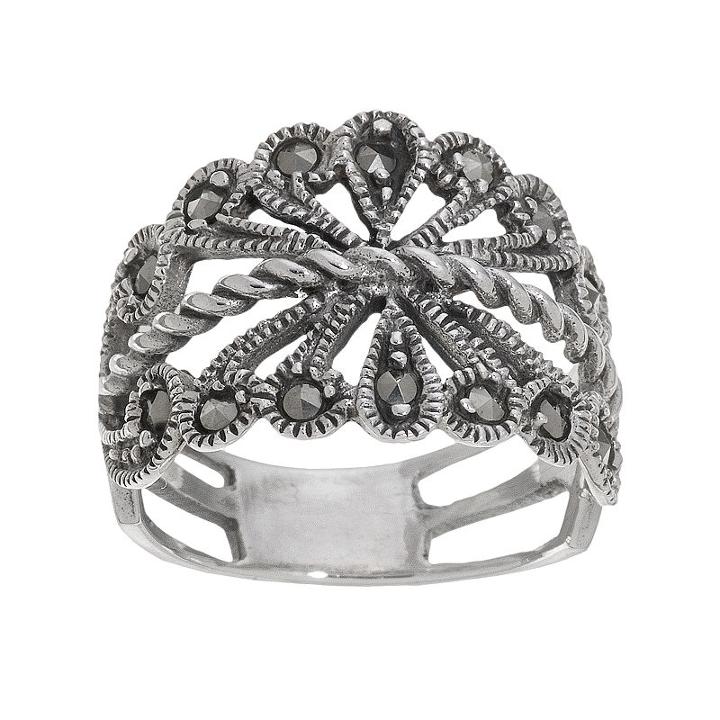 Sterling Silver Marcasite Peacock Ring, Women's, Size: 7, Grey