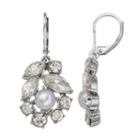 Simply Vera Vera Wang Nickel Free Simulated Pearl & Faceted Stone Cluster Drop Earrings, Women's, White