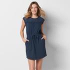 Women's Sonoma Goods For Life&trade; Eyelet Drawstring Dress, Size: Xl, Dark Blue