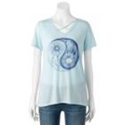 Juniors' Floral Yin Yang Flower Graphic Tee, Girl's, Size: Xs, Brt Blue