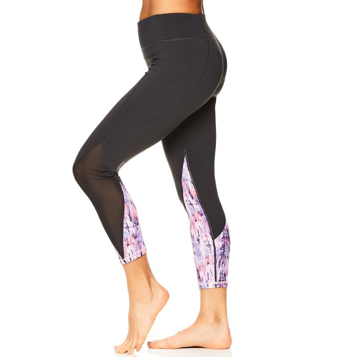 Women's Gaiam Karma Mesh Print Midrise Capri Leggings, Size: Medium, White