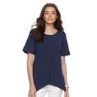 Women's Dana Buchman Lace-trim Sharkbite Top, Size: Large, Blue