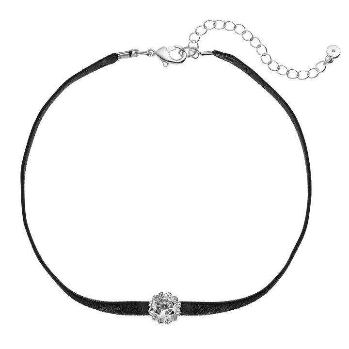 Lc Lauren Conrad Round Halo Velvet Choker Necklace, Women's, Black