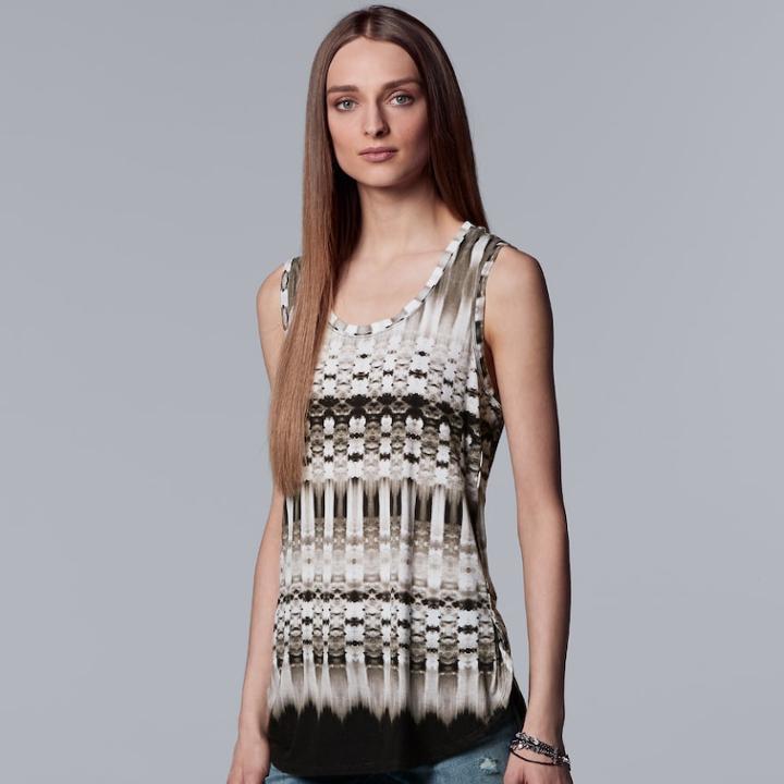 Women's Simply Vera Vera Wang Watercolor Tulip Hem Tank, Size: Small, Grey (charcoal)