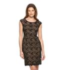 Women's Connected Apparel Floral Lace Sheath Dress, Size: 12, Gold