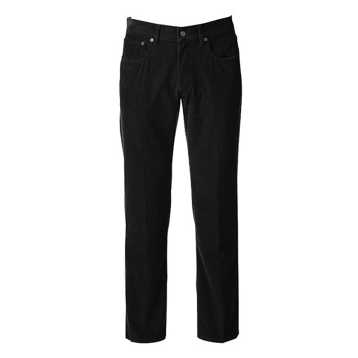 Men's Croft & Barrow&reg; Straight-fit 5-pocket Flat-front Corduroy Pants, Size: 38x36, Black