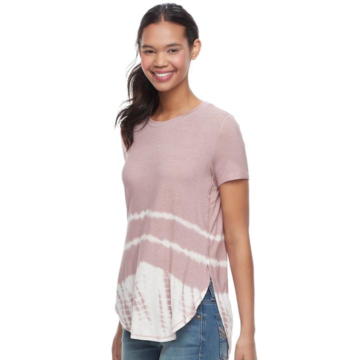 Juniors' Mudd&reg; Tie-dye Shirttail Tee, Teens, Size: Large, Brt Purple