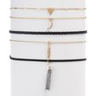 Mudd&reg; Crescent, Triangle, Leaf & Stone Choker Necklace Set, Teens, Black