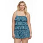 Plus Size A Shore Fit Hip Minimizer Swim Romper, Women's, Size: 16 W, Blue