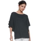 Women's Elle&trade; Flutter Sleeve Flounce Top, Size: Xxl, Black
