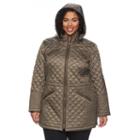 Plus Size Braetan Hooded Long Quilted Jacket, Women's, Size: 1xl, Grey