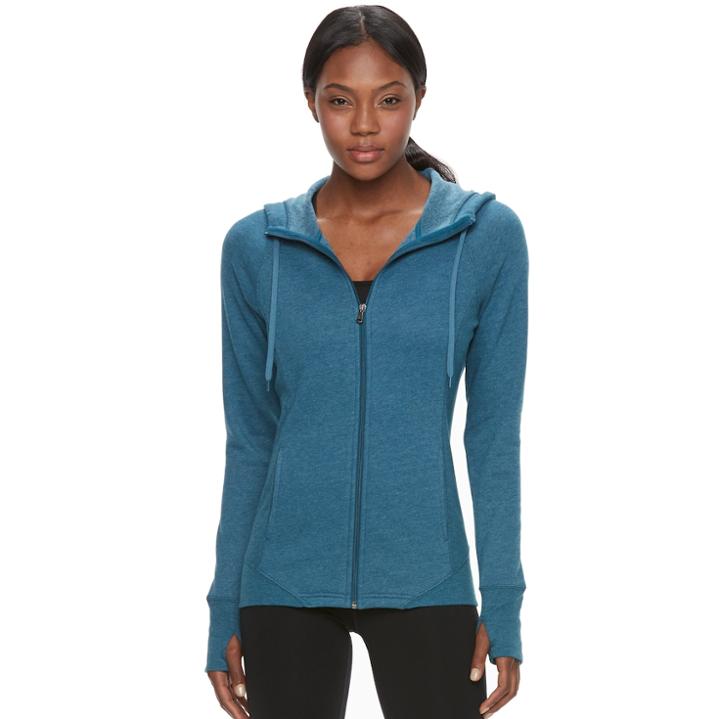 Women's Tek Gear&reg; Full-zip Fleece Hoodie, Size: Small, Turquoise/blue (turq/aqua)