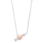 Close At Heart Two Tone Sterling Silver Cubic Zirconia Heart & Arrow Necklace, Women's