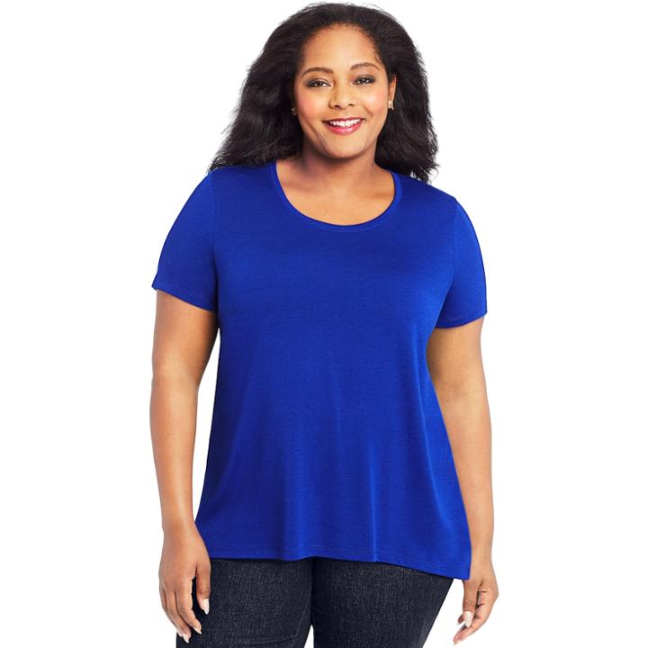 Plus Size Just My Size Mixed Fabric Short Sleeve Top, Women's, Size: 3xl, Blue Other