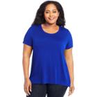 Plus Size Just My Size Mixed Fabric Short Sleeve Top, Women's, Size: 3xl, Blue Other