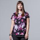 Plus Size Simply Vera Vera Wang Printed Mesh Tee, Women's, Size: 1xl, Black