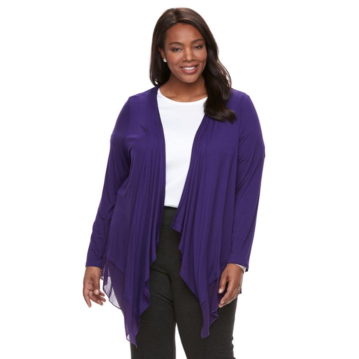 Plus Size Dana Buchman Open-front Cardigan, Women's, Size: 3xl, Purple Oth