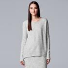 Women's Simply Vera Vera Wang Asymmetrical-hem Sweater, Size: Medium, Light Grey