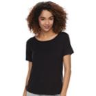 Women's Sonoma Goods For Life&trade; Pleated Crewneck Tee, Size: Medium, Black