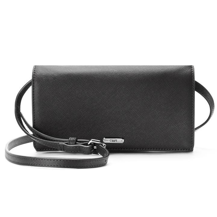 Chaps Kaelyn Saffiano Flap Crossbody Bag, Women's, Black
