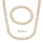 Pearlustre By Imperial Freshwater Cultured Pearl Necklace, Stretch Bracelet & Stud Earring Set, Women's, Size: 18, White