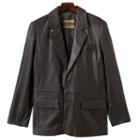Men's Excelled Leather Blazer Jacket, Size: 34, Brown