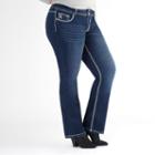 Plus Size Rhythm In Blues Embellished Slim Bootcut Jeans, Women's, Size: 14 W, Dark Blue