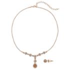 Napier Teardrop Y Necklace & Halo Stud Earring Set, Women's, Pink