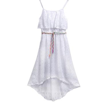 Girls 7-16 Emily West Crochet Popover Dress With Braided Belt, Girl's, Size: 10, White