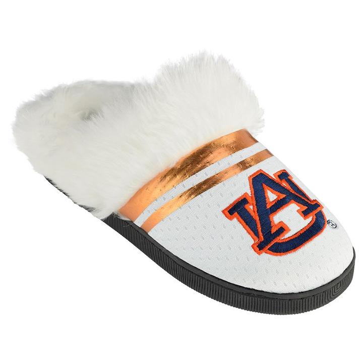 Women's Auburn Tigers Plush Slippers, Size: Large, White