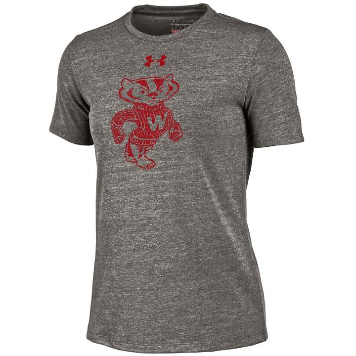 Women's Under Armour Wisconsin Badgers Triblend Tee, Size: Medium, Grey