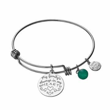 Love This Life Aventurine Love Family Tree Charm Bangle Bracelet, Women's, Grey