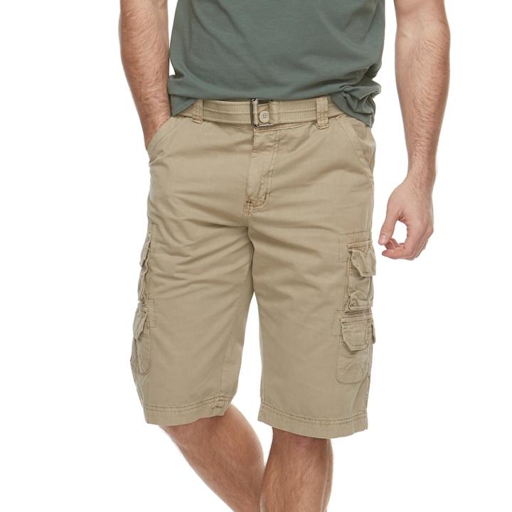 Men's Rawx Regular-fit Belted Cargo Shorts, Size: 30, Lt Brown