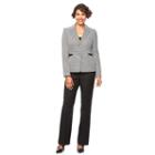 Women's Le Suit Houndstooth 2-button Suit Jacket & Pants Set, Size: 6, Black