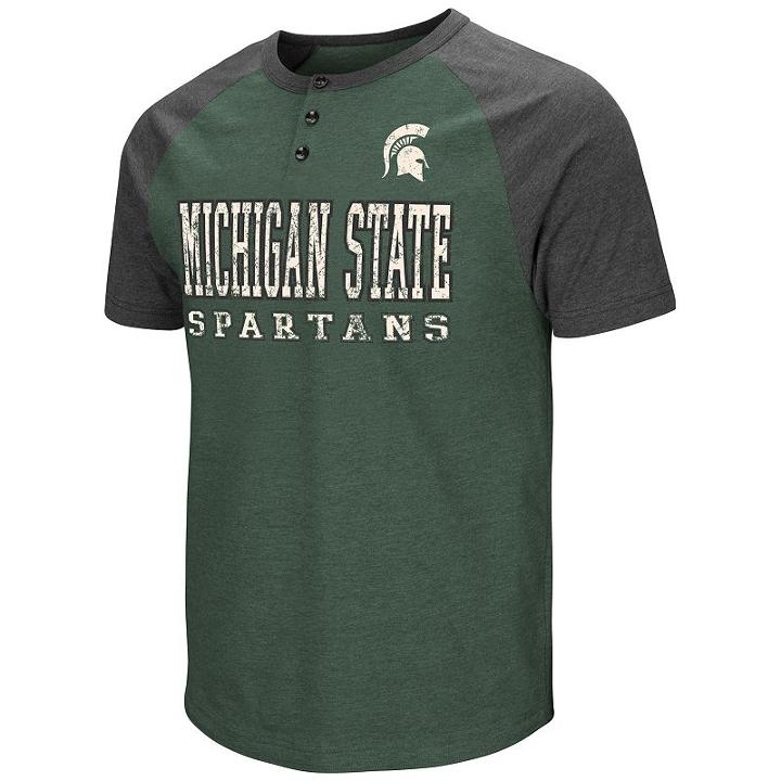 Men's Colosseum Michigan State Spartans Spotter Henley, Size: Xl, Dark Green