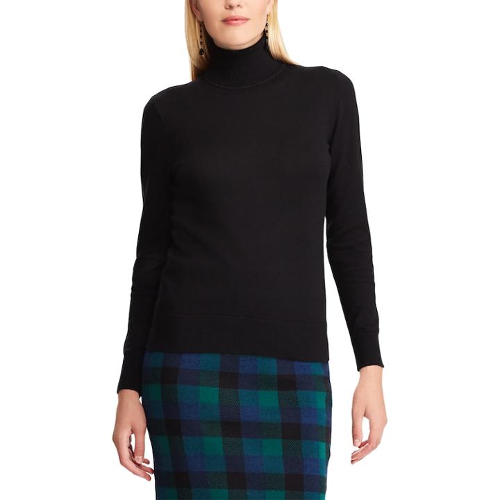 Women's Chaps Ribbed Turtleneck Sweater, Size: Xs, Black