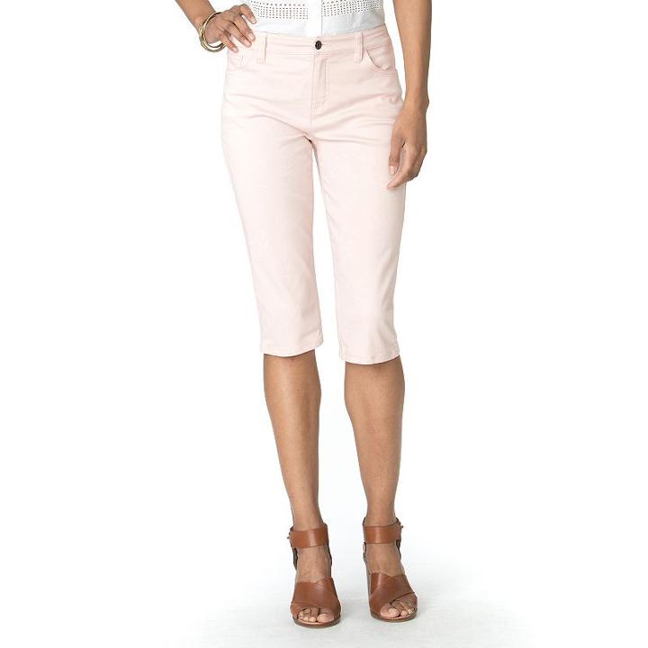 Women's Chaps Cuffed Twill Capris, Size: 6, Pink