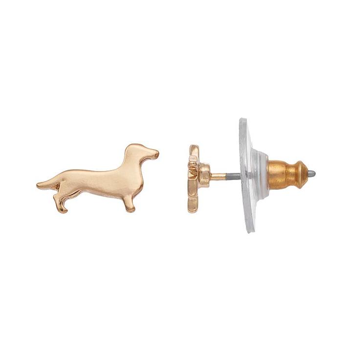 Lc Lauren Conrad Dachshund Nickel Free Stud Earrings, Women's, Gold