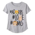 Plus Size Girls 7-16 #adorbs, #love & #omg Emoji Glitter Graphic Tee, Size: Xl Plus, Med Grey