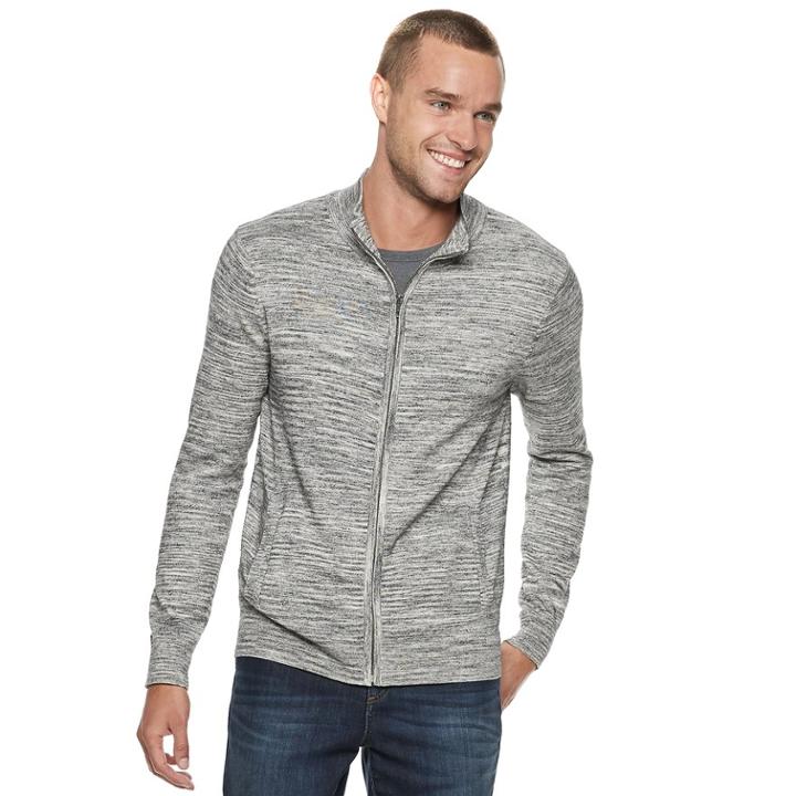 Men's Marc Anthony Slim-fit Full-zip Mockneck Sweater, Size: Xl, Grey (charcoal)