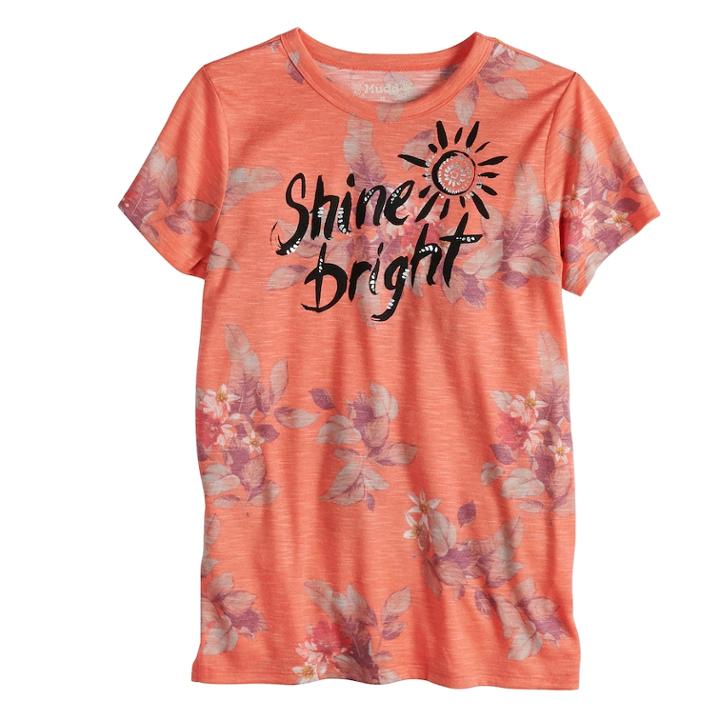 Girls 7-16 & Plus Size Mudd&reg; Short Sleeve Graphic Tee, Size: 14, Med Pink