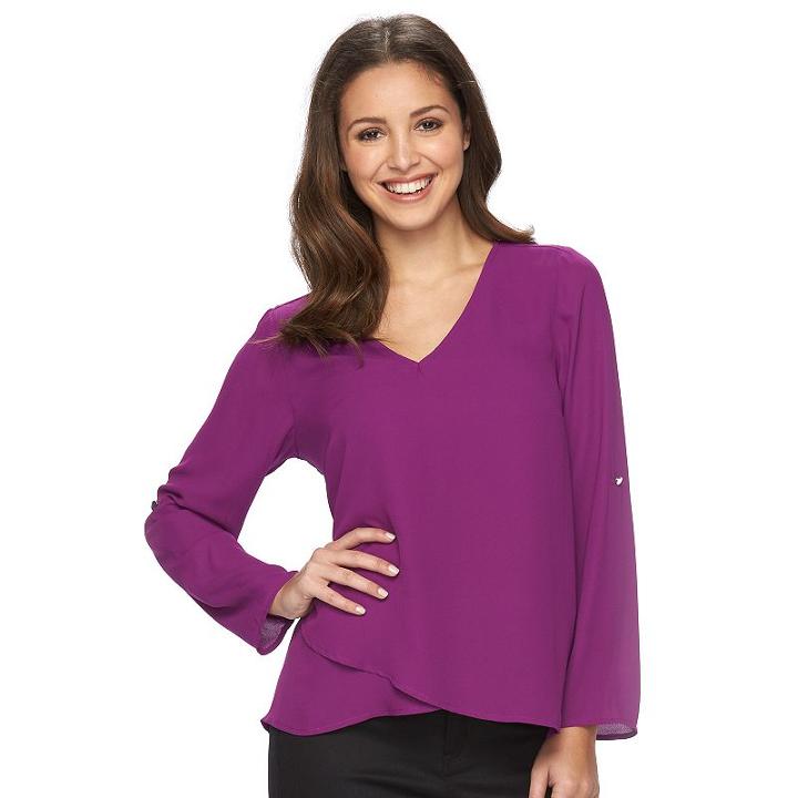 Petite Apt. 9&reg; Georgette Tulip-hem Top, Women's, Size: M Petite, Purple