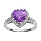Sterling Silver Amethyst And Lab-created White Sapphire Heart Crown Ring, Women's, Size: 6, Purple