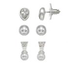 Napier Teardrop & Stud Nickel Free Earring Set, Women's, White