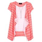 Girls 7-16 Iz Amy Byer Striped Waffle Knit Cozy Top With Necklace, Girl's, Size: Xl, Lt Orange