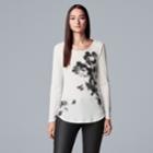Women's Simply Vera Vera Wang Floral Ribbed Tee, Size: Xl, White