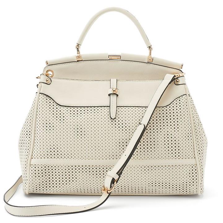 Mellow World Giselle Perforated Convertible Satchel, Women's, White Oth