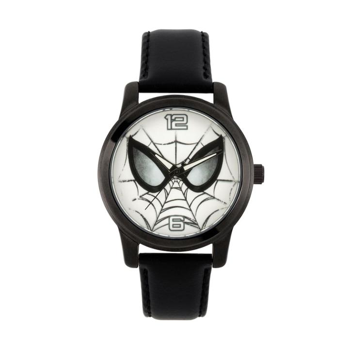 Marvel Ultimate Spider-man Men's Leather Watch, Size: Medium, Black